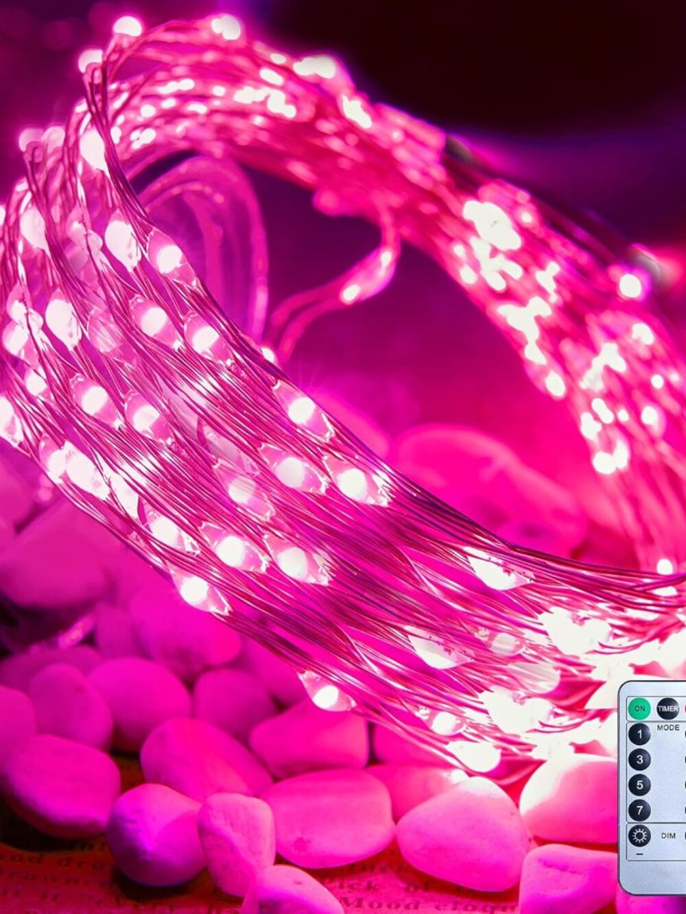 Pink Twinkle Fairy Lights Plug in, 33ft 100 LEDs USB String Lights
